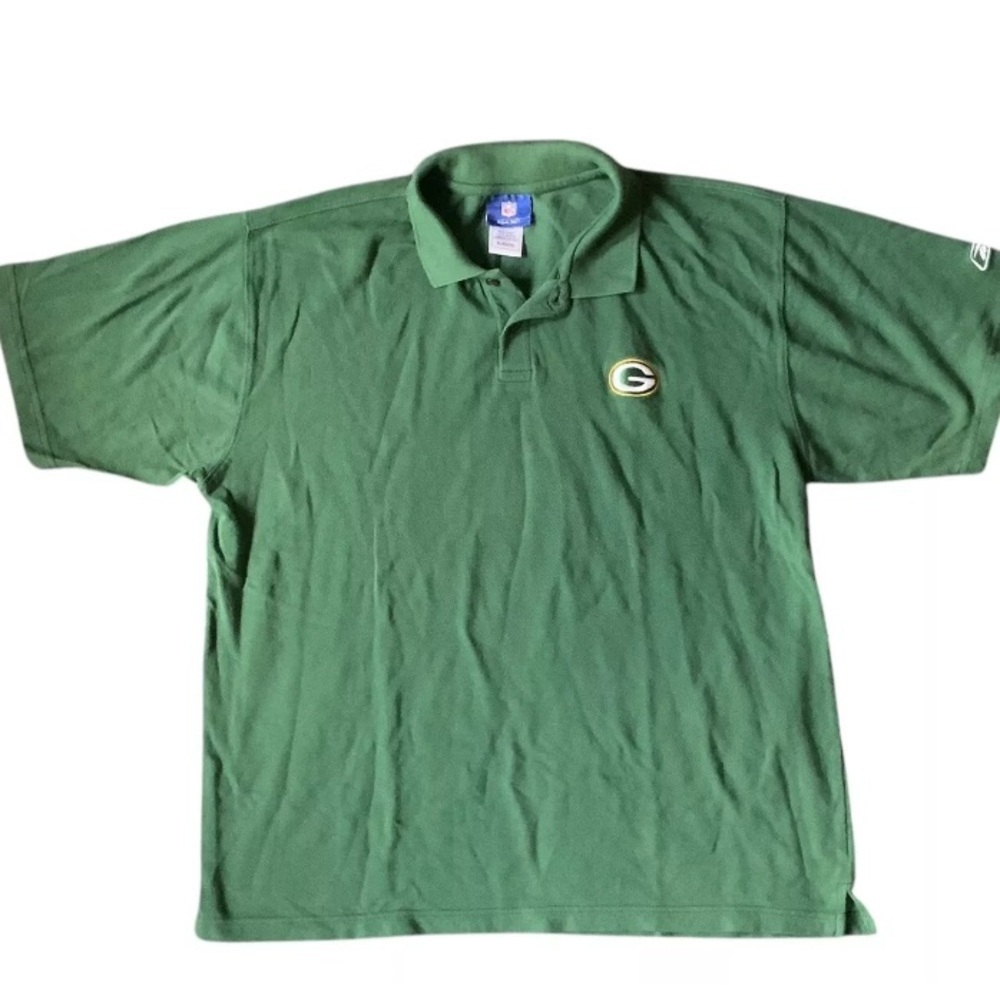 Vintage NFL Reebok Green Bay Packers Mens Green Polo Shirt Size XL